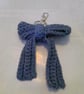 Handmade Crochet Bow Bag Charm & Cottage core Keyring - Image 3
