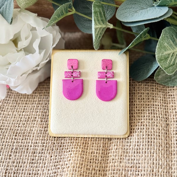 Triple Pink Earrings