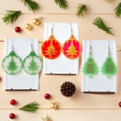 Winter earrings Christmas tree ornament Resin Dangle Festive Holiday jewelry