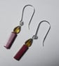 Sterling Silver Earrings with Red Jasper Candle & Faceted Honey Quartz Flame - Image 2