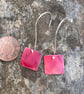 Red Square Long Dangle Earrings - Image 2
