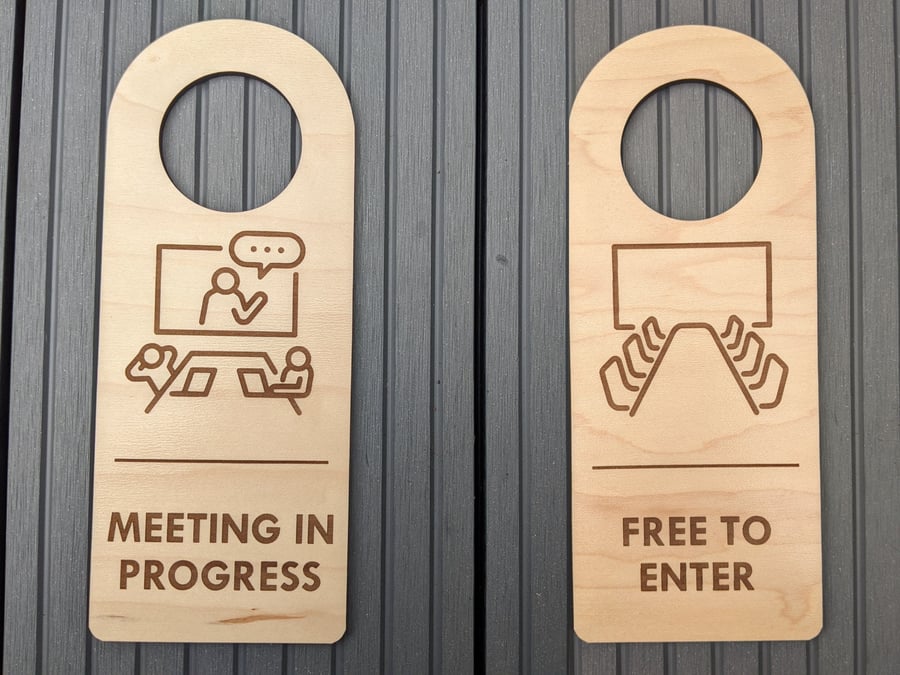 Meeting in progress sign, Free to enter sign, Do Not Disturb Sign Work Wooden