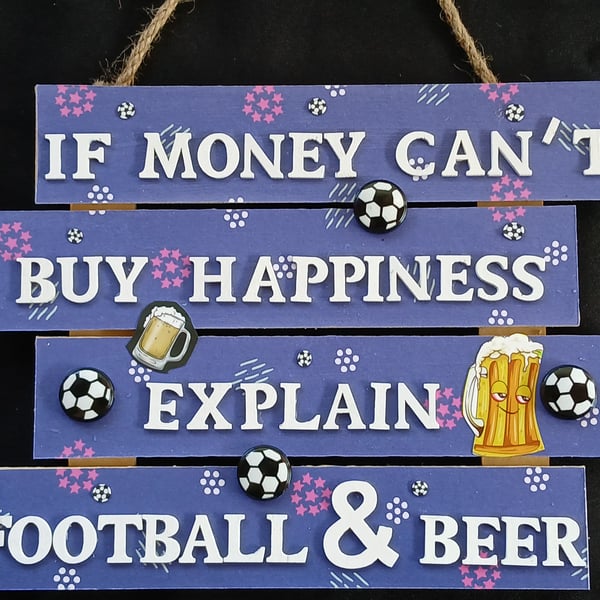 Football themed hanging wooden sign 