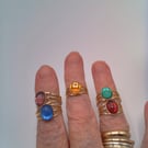  Adjustable Cabochon Gold Plated Ring with a Choice of Colour, Gift for Her 