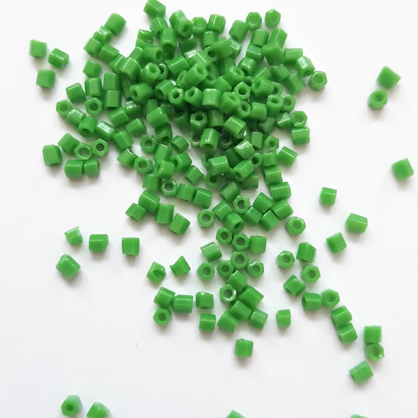 Green Hexagon beads, size 11, small beads for jewellery making and crafts