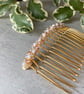 Beaded Hair Comb, gold-plated with pearl, crystal & peach - Image 2