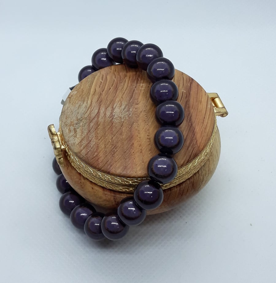 BR363 Deep plum miracle bead bracelet