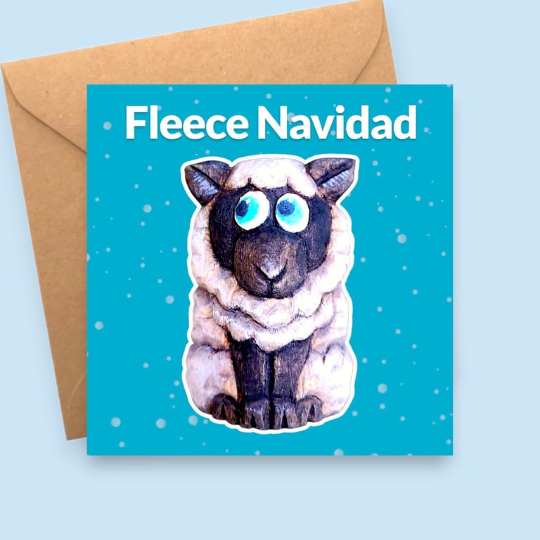Fleece Navidad Christmas Card - Funny Sheep Xmas Card - Animal Pun Greeting