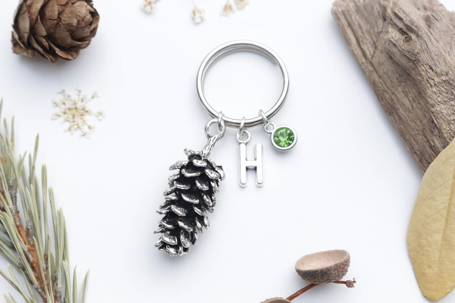 Pine Cone Keyring - Woodland Jewellery. Nature Gift. Pinecone