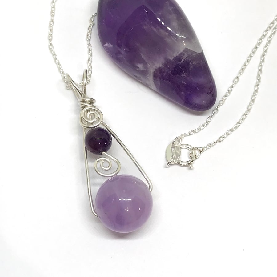Silver Amethyst Pendant, Gift For Her, February Birthstone