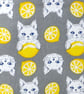 Make up bag, zipped pouch, cats, lemons - Image 10
