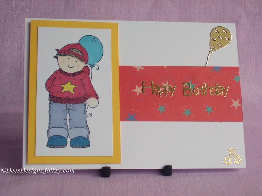 Birthday Card, Boy with Balloon
