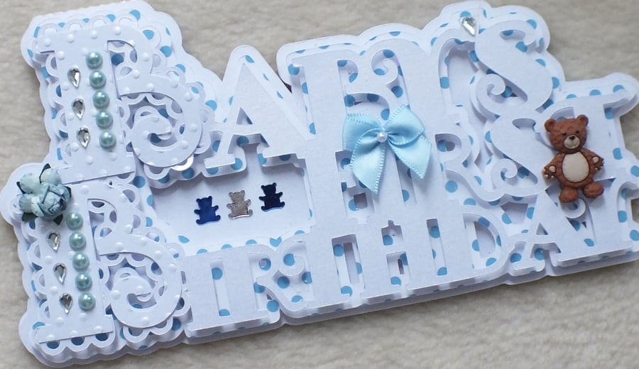 Luxury Handmade Baby's 1st Birthday Word Card