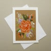 hand painted floral rose greetings card ( ref F 1009 A6 )