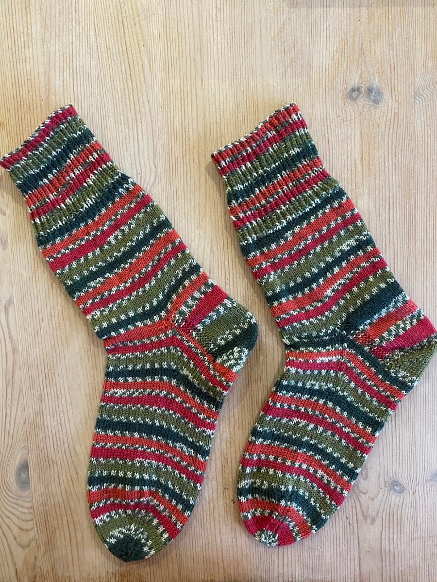 Men's Hand Knitted Christmas Wool Socks - Holly Berry