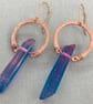 Rainbow Quartz Point Hammered Copper Rustic Boho Earrings - Image 8