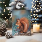 Christmas Card. Winter Squirrel