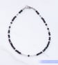 Black Spinel Sterling silver &  Rose Quartz dainty handmade beaded bracelet - Image 2
