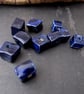 10 Small Dark Blue Glazed Cube Clay Beads - Image 1