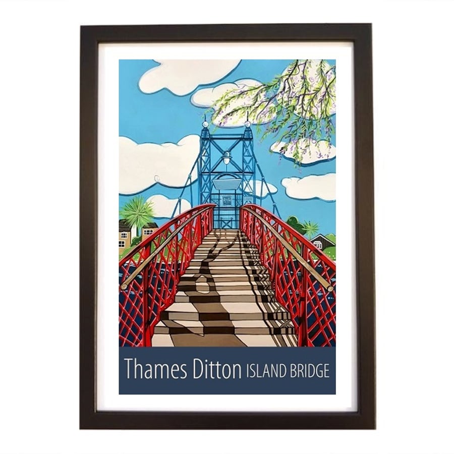 Thames Ditton Island Bridge travel poster print by Susie West