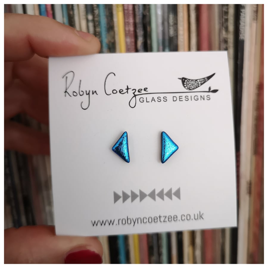 small turquoise triangle earrings