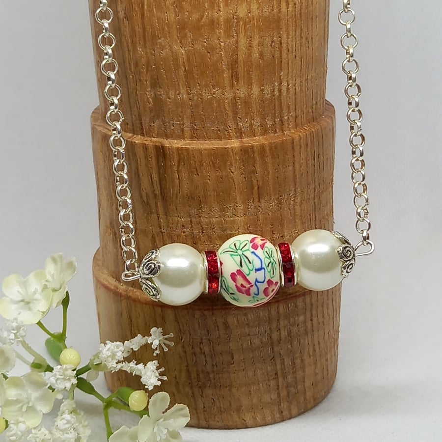 Oriental Pearl Bar Necklace
