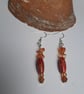 Orange Beaded Dangle Earrings 