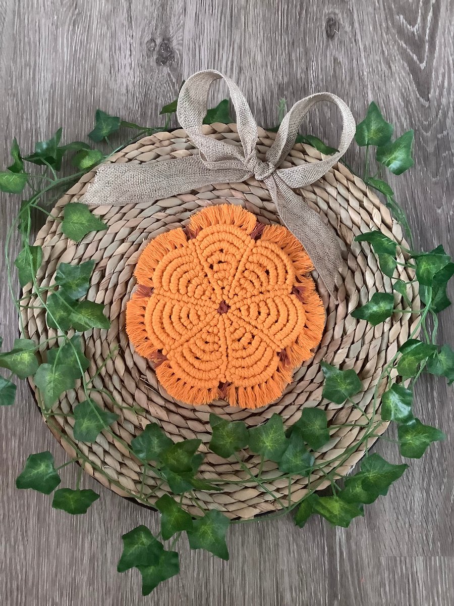 Macrame Autumn Colour Flower Shaped Table Mat