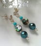 Abalone Shell, Howlite & Shell Pearls Stud Earrings  Silver Plate - Image 2