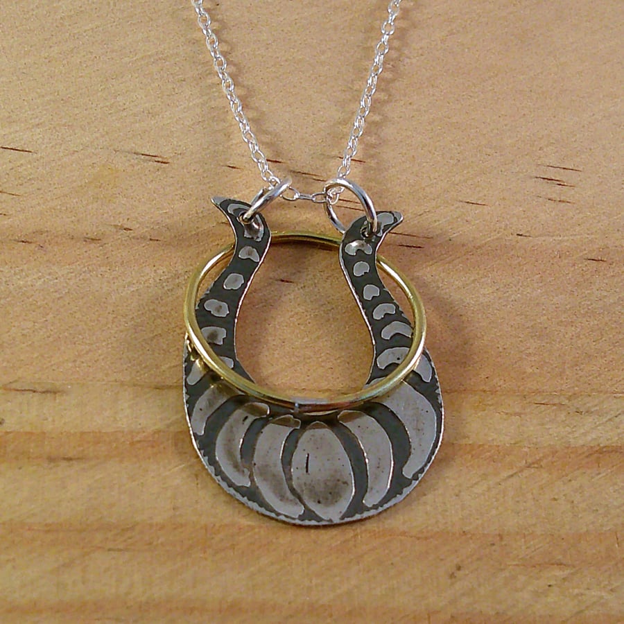 Sterling Silver Etched Ring Minder Necklace (SKU060525)