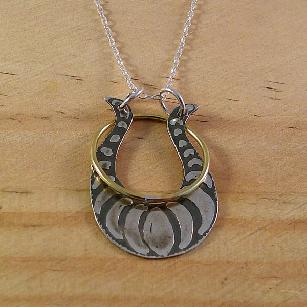 Sterling Silver Etched Ring Minder Necklace (SKU060525)