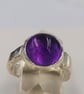 Chunky Amethyst Cabochon Sterling Silver Ring - Image 10
