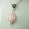 Rose quartz pendant necklace, wire wrapped