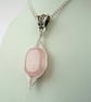 Rose quartz pendant necklace, wire wrapped - Image 1