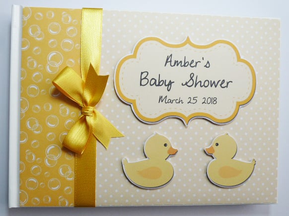 Rubber duck unisex baby shower guest book, baby shower gift