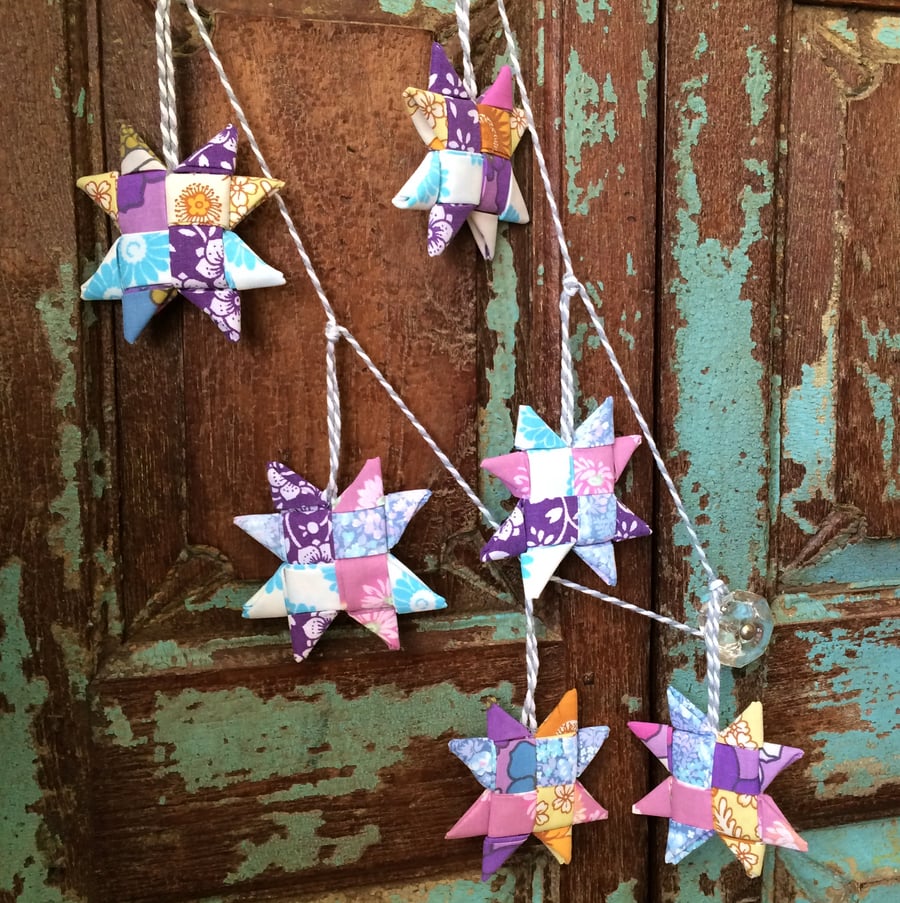 Christmas Star Garland - Vintage Fabric