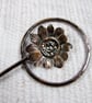 Copper and Sterling Silver Flower Shawl Pin - Image 4