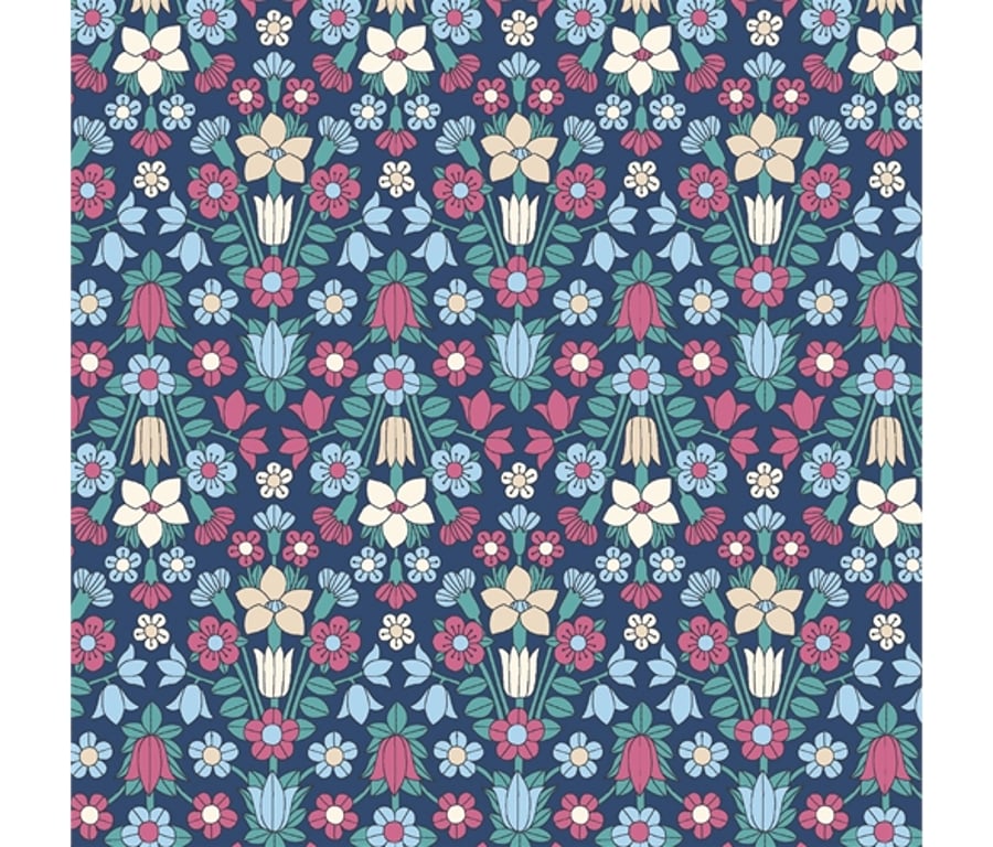 Liberty Floral Cotton Fabric, Midnight Garden, Hampstead Meadow Design