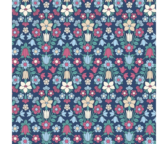 Liberty Floral Cotton Fabric, Midnight Garden, Hampstead Meadow Design