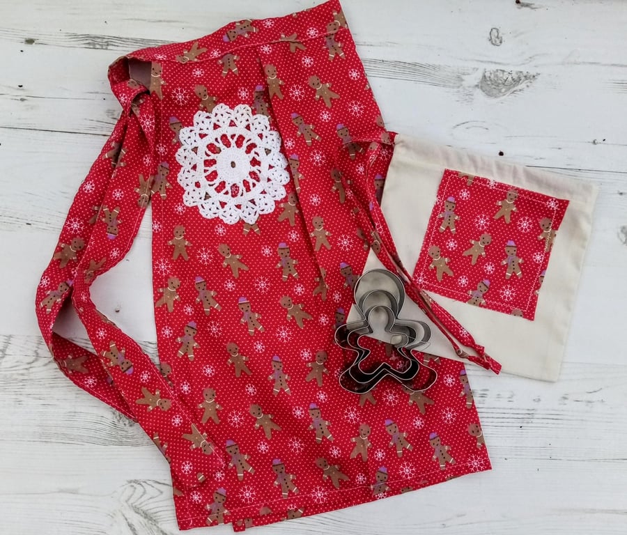 Vintage Style Apron and Cookie Cutter Gift Set