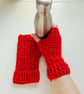 Ruby Red Crochet Fingerless Mitts, Handmade Wrist Warmers - Image 4