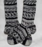 Hand-cranked Knitted Ribbed Wool Socks Size 4 to 5 - Image 4