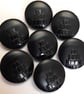 7 Art Deco Black Glass vintage buttons, 18mm with back shank - Image 1