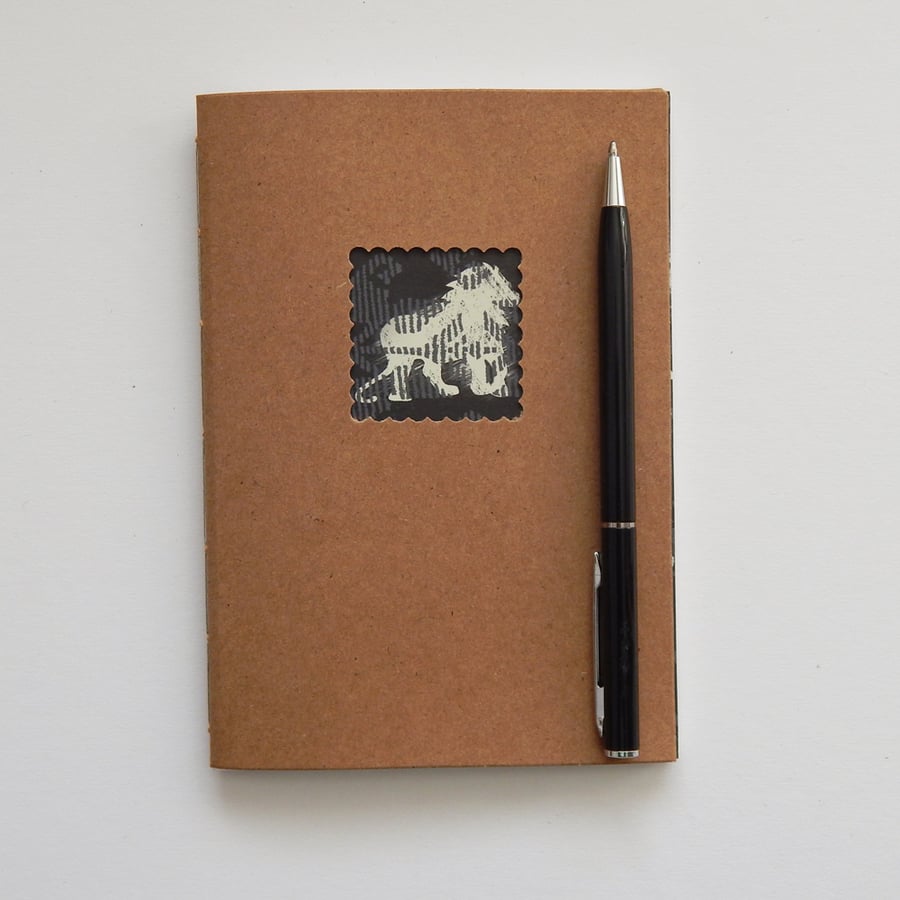 Lion Moleskine style Notebook - 6x4 ins sketchbook journal, Gifts for Men, Teens