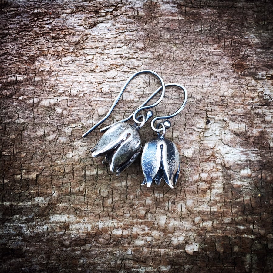 Sterling silver earrings - sterling silver flower earrings 