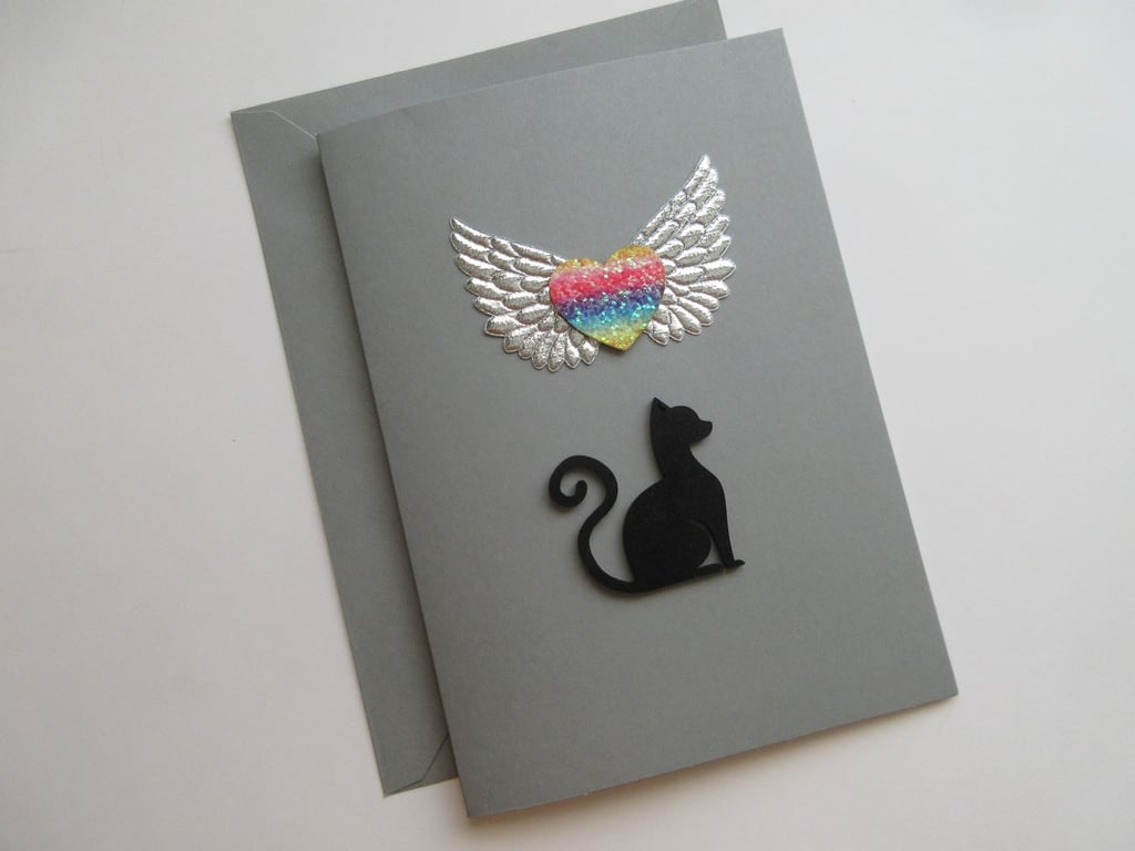 Cat Pet Loss Sympathy Condolences Greetings Card Rainbow Bridge