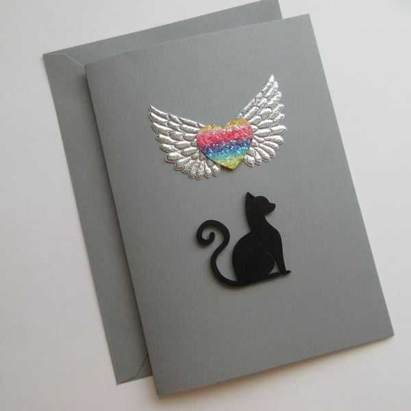 Cat Pet Loss Sympathy Condolences Greetings Card Rainbow Bridge