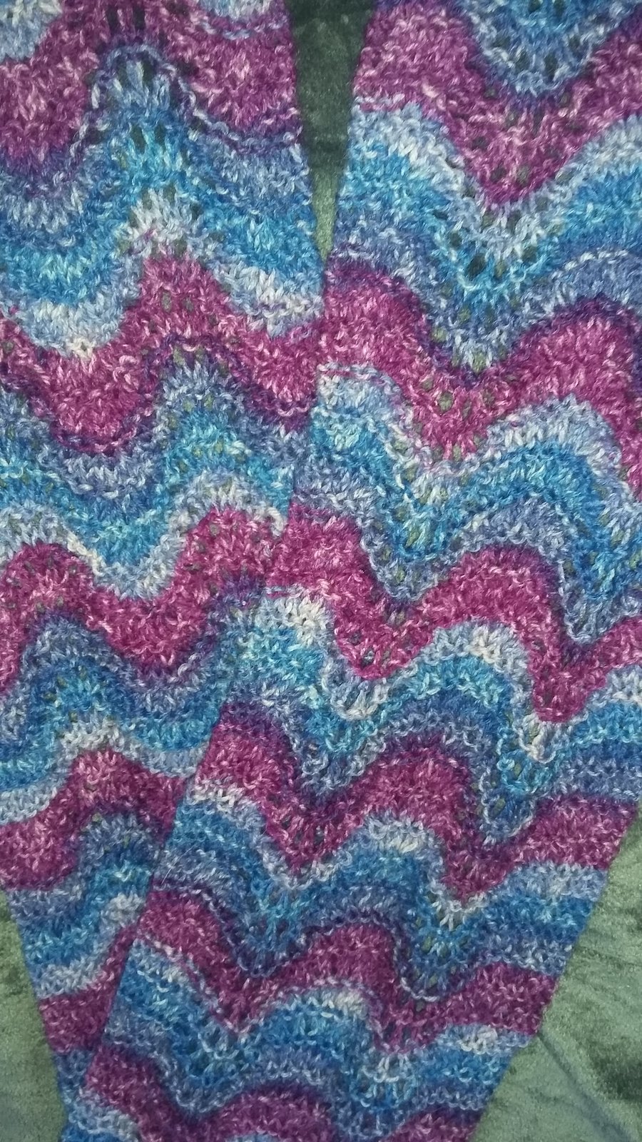 Hand knit thin scarf