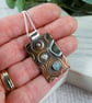 Sterling Silver and Copper Necklace with Silver Flower and Amazonite Gemstone - Image 2