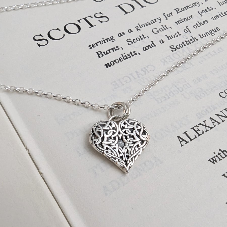 Recycled Sterling Silver Celtic Heart Pendant